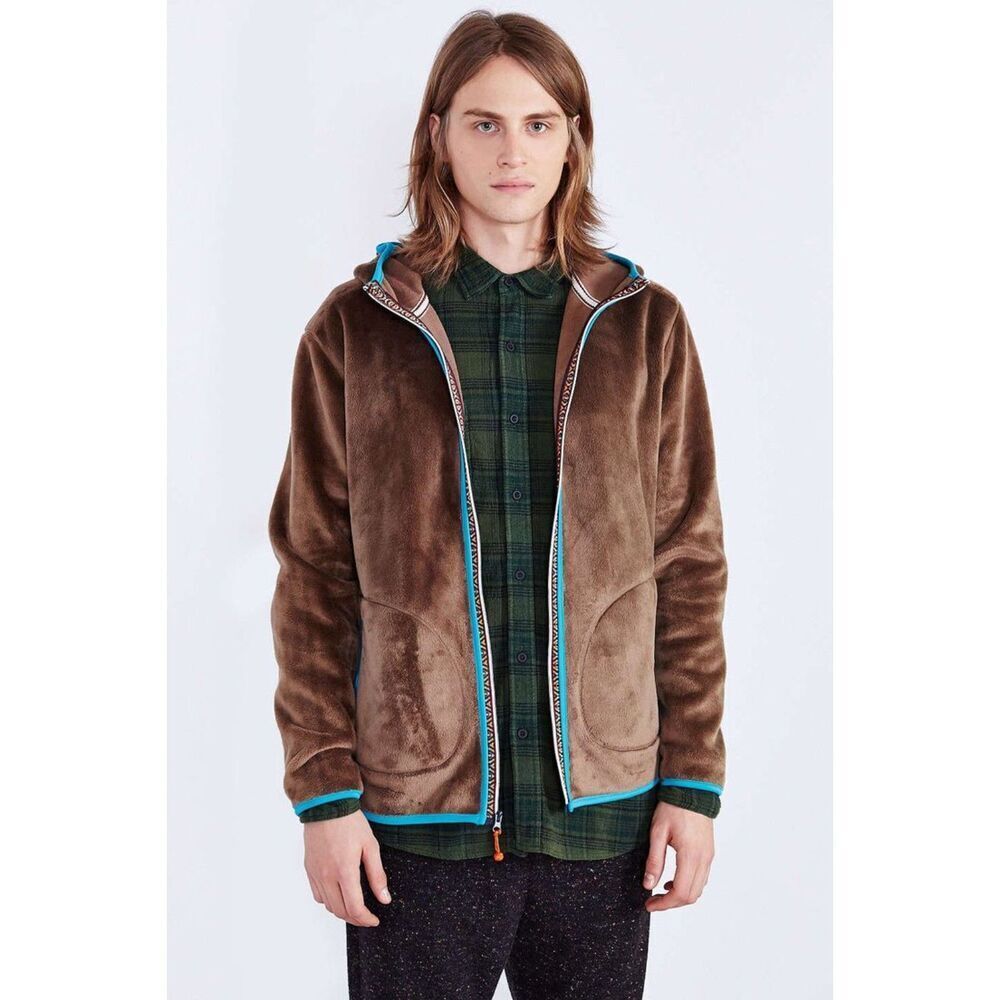 Koto Polar Fleece Hoodie Jacket Mens Size L Brown Warm Surf Mountain‎ Casual